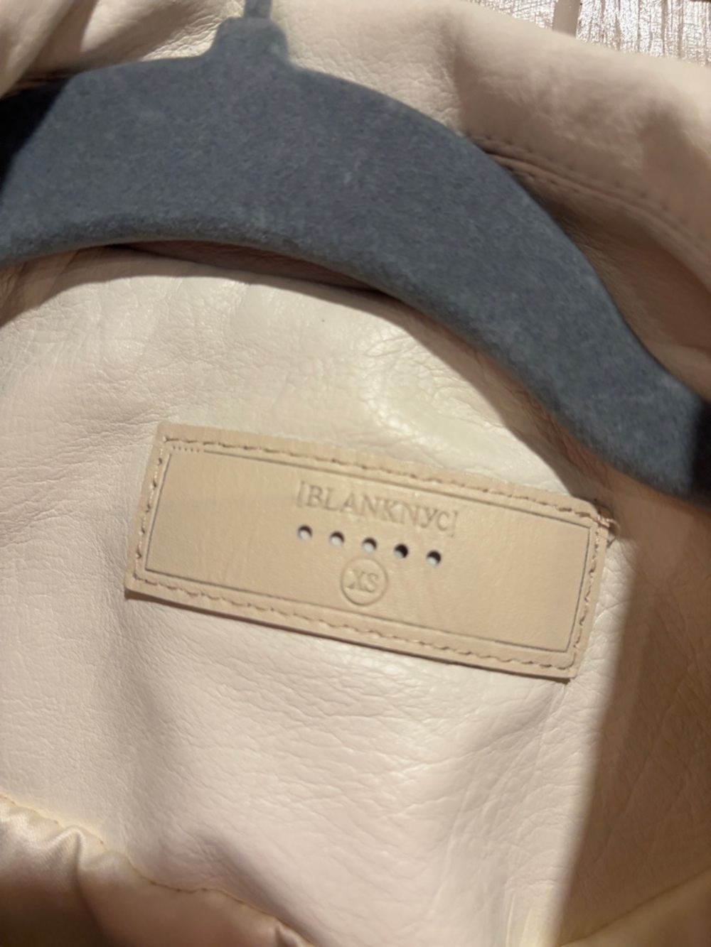 Blank NYC Cream Embroidered Leather Biker Jacket - Picture 2 of 4